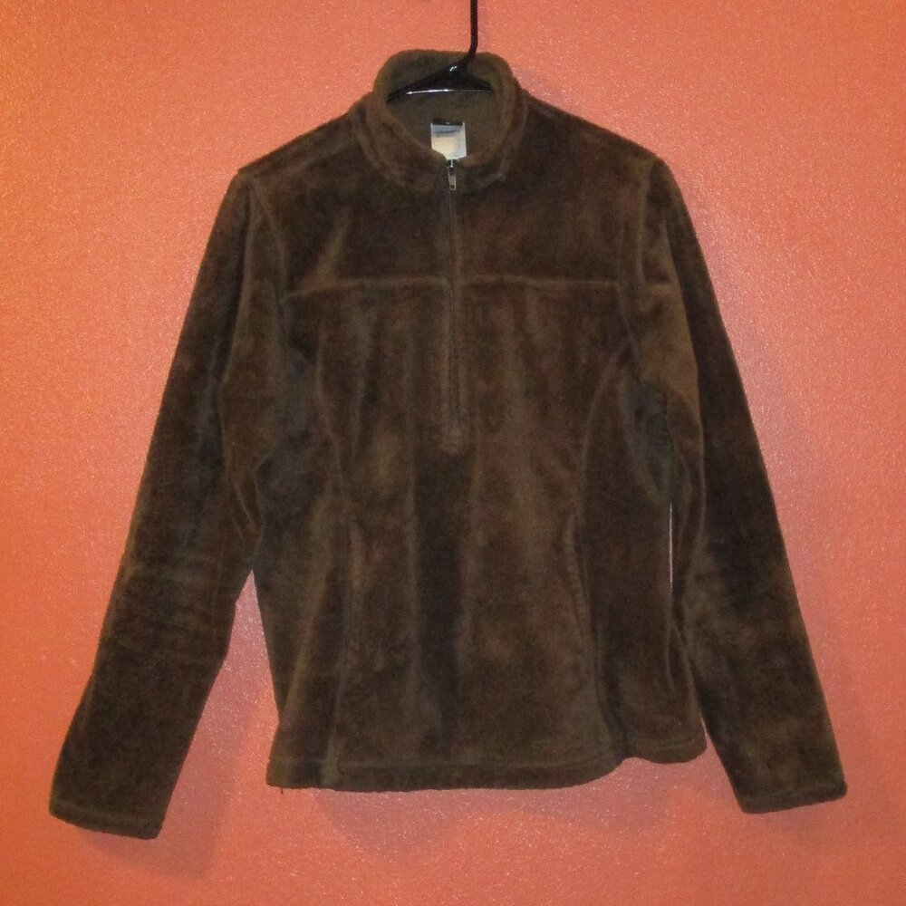 Patagonia Sweatshirt Woman Medium Brown Zip Front Warm Outdoor Fleece Sweatshirt